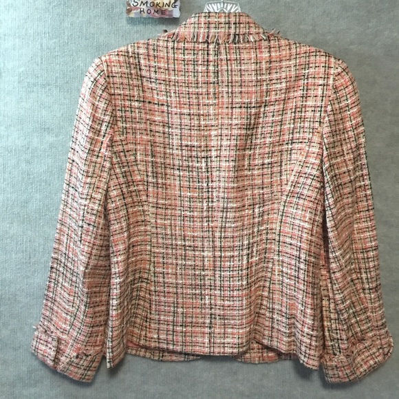 EMMA JAMES FRINGED TWEED CORAL PEACH CAREER JACKET BOHO CLUELESS PREPPY LIKE NEW - Picture 4 of 9